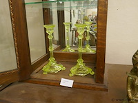 Kandelaars in groen glas - afbeelding 1 van  1