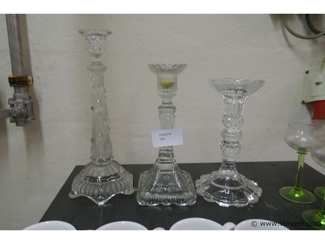 Kandelaars in oud glas - afbeelding 1 van  1