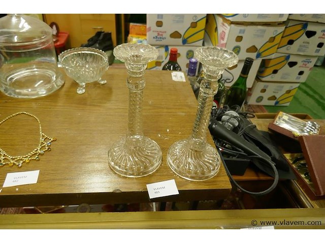 Kandelaars in oud glas - afbeelding 1 van  1