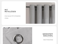 Kant en klaar set gordijnen met ringen grijs 132*260cm - afbeelding 1 van  3