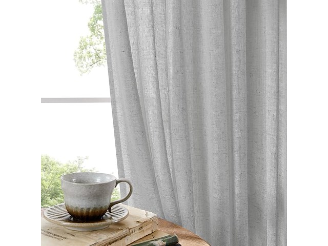 Kant en klaar set gordijnen met ringen grijs 132*260cm - afbeelding 2 van  3