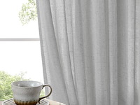 Kant en klaar set gordijnen met ringen grijs 132*260cm - afbeelding 2 van  3