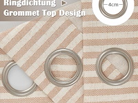 Kant en klare linnen gordijnen met ringen- bruin:beige - afbeelding 2 van  4