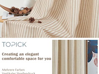 Kant en klare linnen gordijnen met ringen- bruin:beige - afbeelding 4 van  4