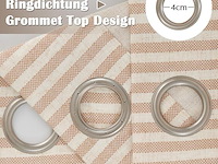 Kant en klare linnen gordijnen met ringen- bruin:beige - afbeelding 2 van  4