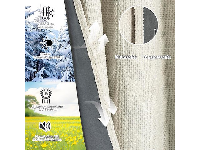 Kant-n-klaar thermogordijn beige 145*140cm - afbeelding 4 van  4