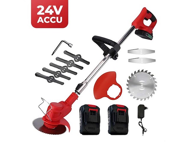 Kantenmaaier - grastrimmer - bosmaaier - incl. 2 accu's en lader - rood - afbeelding 2 van  4