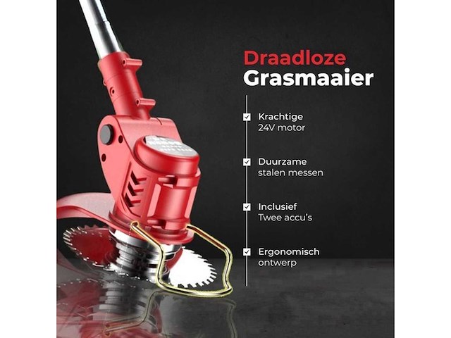 Kantenmaaier - grastrimmer - bosmaaier - incl. 2 accu's en lader - rood - afbeelding 4 van  4
