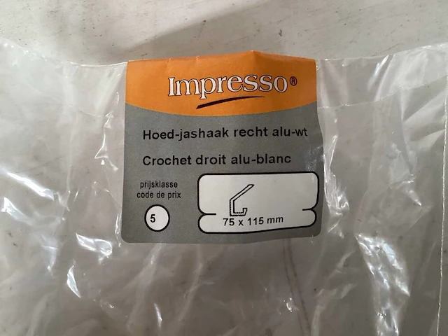 Kapstokhaak, wit, aluminium (15x) - afbeelding 3 van  3