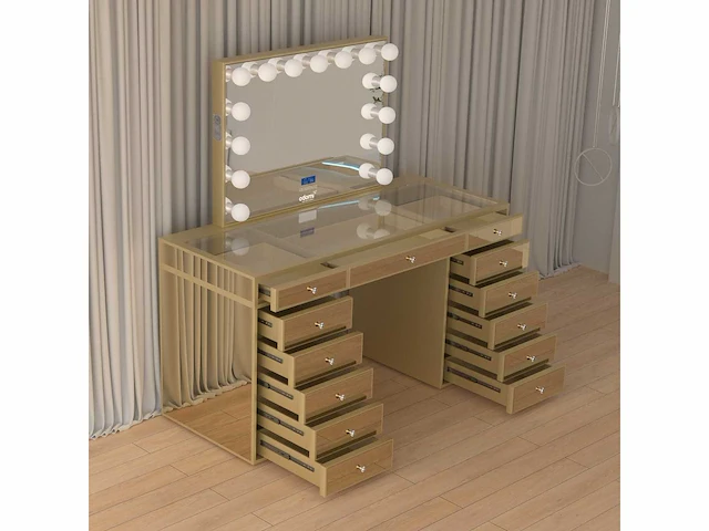 Kaptafel - geverfd mdf, gehard glazen blad - vonato - 0 - goldenaura - afbeelding 13 van  13