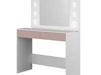Kaptafel holly met spiegel en verlichting 2 lades spaanplaat - wit/roze - afbeelding 1 van  6