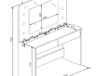 Kaptafel holly met spiegel en verlichting 2 lades spaanplaat - wit/roze - afbeelding 5 van  6
