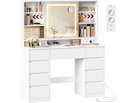 Kaptafel met led-spiegel, stekkerdoos, 9 lades, vergrootglas 10x - afbeelding 1 van  7