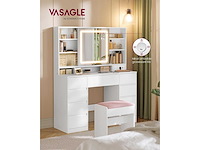 Kaptafel met led-spiegel, stekkerdoos, 9 lades, vergrootglas 10x - afbeelding 3 van  7