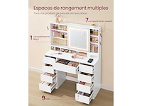 Kaptafel met led-spiegel, stekkerdoos, 9 lades, vergrootglas 10x - afbeelding 4 van  7