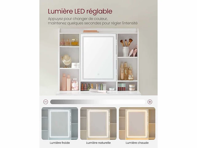 Kaptafel met led-verlichting, 3 lichtkleuren - afbeelding 6 van  8