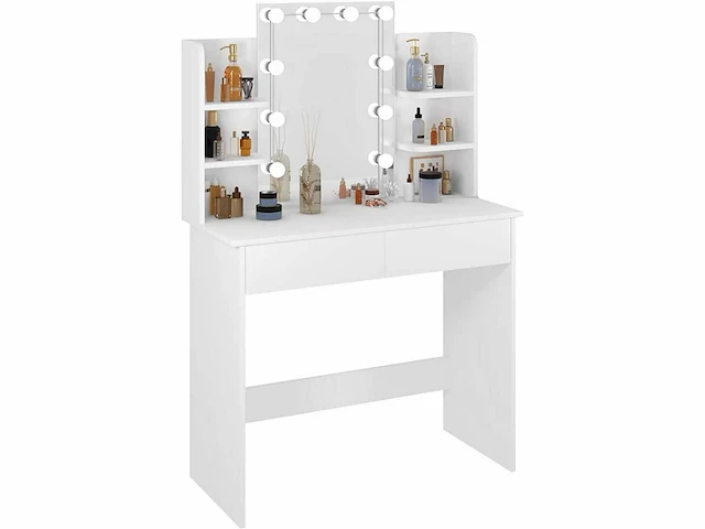 Kaptafel met led-verlichting, kaptafel met spiegel, make-uptafel - afbeelding 2 van  5