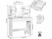 Kaptafel met led-verlichting, kaptafel met spiegel, make-uptafel - afbeelding 4 van  5