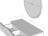 Kaptafel princesse - 82x30x15cm - met spiegel - eikdecor - afbeelding 6 van  6