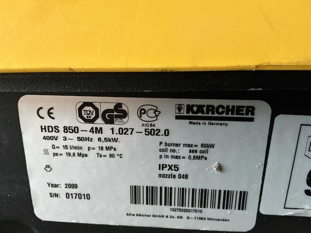Kärcher commercial hds 850-4m hogedrukreiniger en hogedrukspuit met 10m slang. - afbeelding 6 van  6