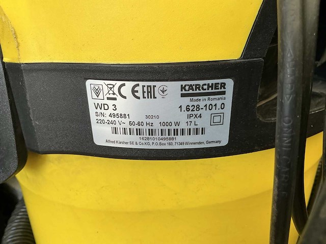 Kärcher wd3 industriële nat-droog stofzuiger - afbeelding 2 van  3