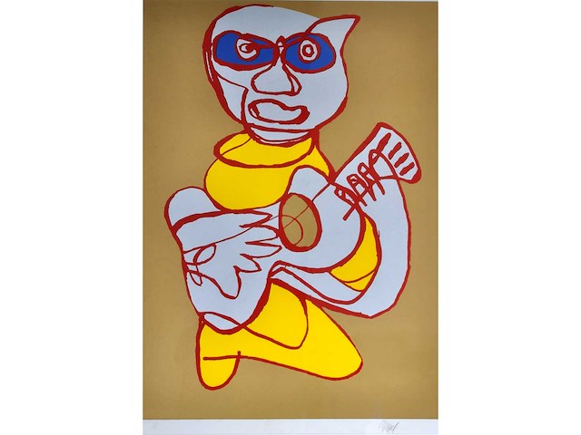 Karel appel - cool luke singing hands - zeefdruk - 1978 - afbeelding 3 van  10