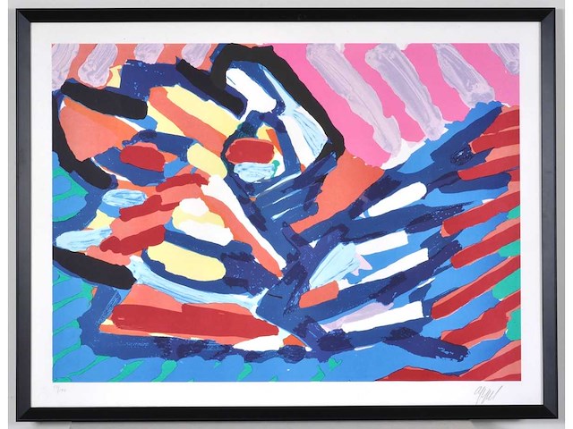 Karel appel - head on water - litho - ingelijst - afbeelding 1 van  6