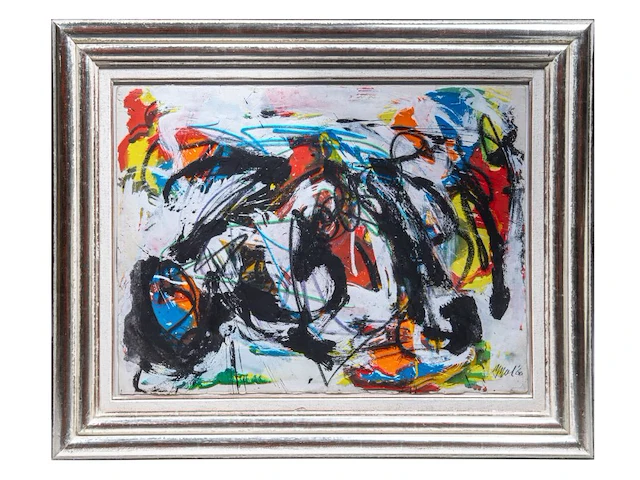 Karel appel (1921-2006), untitled, 1960, oil, gouache, crayon on arches paper 56.3 x 76 cm. (22.17 x 29.92 in.), frame: 80 x 99 cm. (31 1/2 x 38.97 in.) - afbeelding 2 van  6