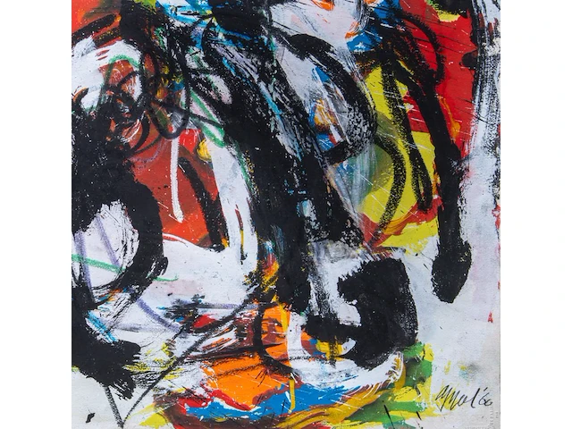 Karel appel (1921-2006), untitled, 1960, oil, gouache, crayon on arches paper 56.3 x 76 cm. (22.17 x 29.92 in.), frame: 80 x 99 cm. (31 1/2 x 38.97 in.) - afbeelding 6 van  6