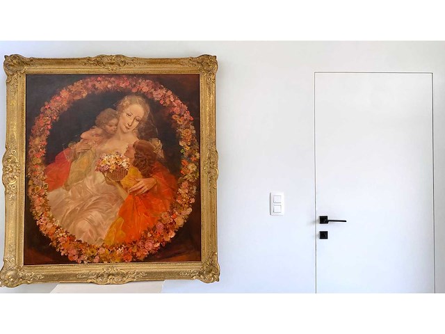 Karel van belle - madonna in bloemenkrans - olie op doek - afbeelding 5 van  14