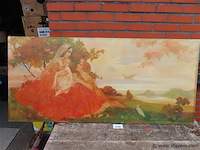 Karel van belle (1884-1959) "landschap met vrouw en kinderen" - afbeelding 1 van  6