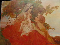 Karel van belle (1884-1959) "landschap met vrouw en kinderen" - afbeelding 6 van  6