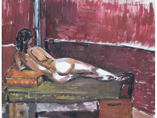 Karel van vlaanderen (1903-1983), reclining nude and a portrait of a girl, oil on canvas 40 x 50 cm. (15 3/4 x 19.67 in.), 23 x 34 cm. (9.06 x 13.39 in.) - afbeelding 5 van  12