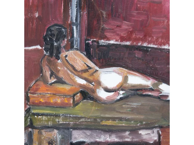 Karel van vlaanderen (1903-1983), reclining nude and a portrait of a girl, oil on canvas 40 x 50 cm. (15 3/4 x 19.67 in.), 23 x 34 cm. (9.06 x 13.39 in.) - afbeelding 8 van  12