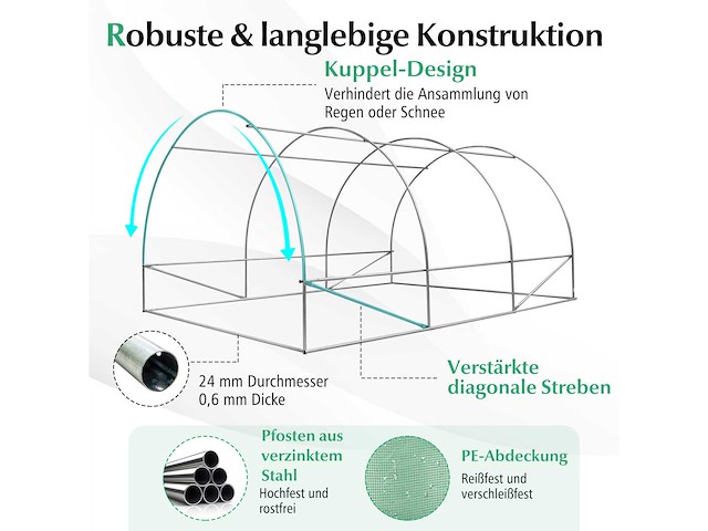 Kas met metalen structuur 4x3x2m - afbeelding 3 van  7
