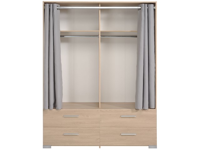 Kast ekko 152cm met gordijnen - bruin - afbeelding 2 van  3