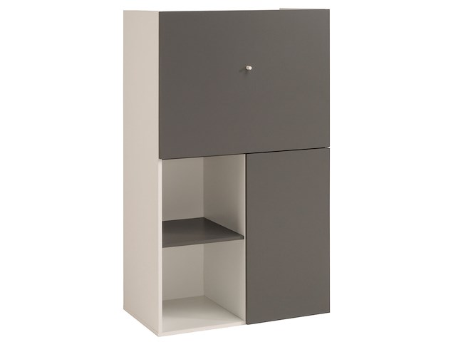 Kast flip 80cm 2 deuren - grijs/wit - afbeelding 2 van  4