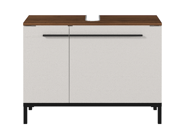 Kast voor onder wastafel charlisa met 2 deuren en 2 legplanken - walnoot/greige - afbeelding 1 van  5