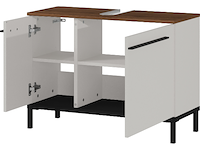 Kast voor onder wastafel charlisa met 2 deuren en 2 legplanken - walnoot/greige - afbeelding 2 van  5