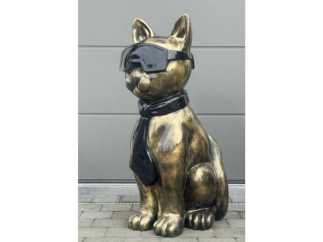 Kat met bril bronskleurig - afbeelding 1 van  4