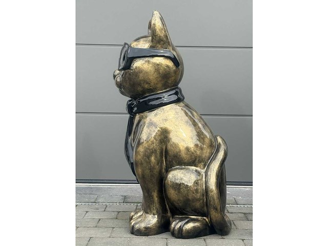 Kat met bril bronskleurig - afbeelding 3 van  4