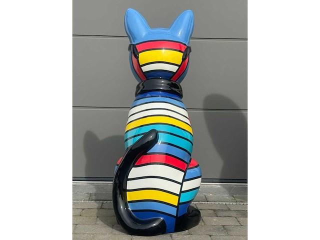 Kat met bril multicolor streepjes - afbeelding 2 van  4