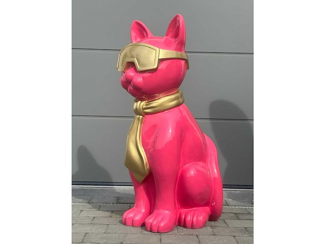 Kat met bril roos/goud - afbeelding 1 van  4