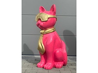 Kat met bril roos/goud - afbeelding 1 van  4