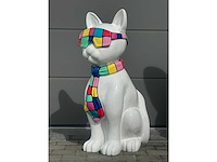 Kat met bril wit/multicolor - afbeelding 1 van  4