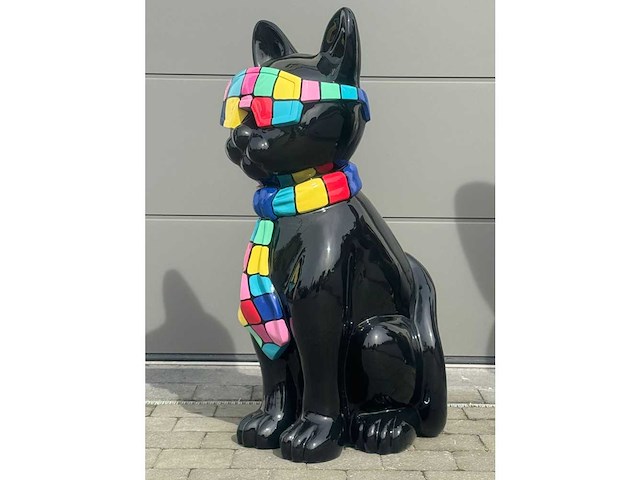 Kat met bril zwart/multicolor - afbeelding 1 van  5