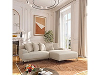 Katoenen en linnen bank in de rechterhoek met verenafwerking - beige - afbeelding 2 van  6