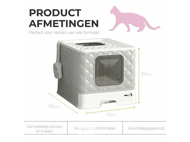 Kattenbak opvouwbaar 50x41x37cm - afbeelding 3 van  4