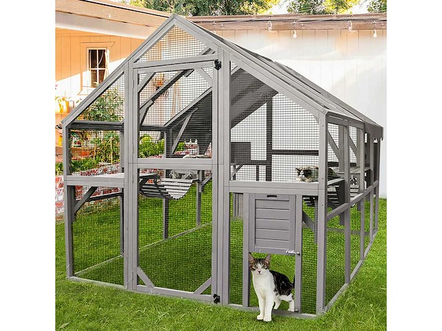 Kattenkooi - kattenvolière - 280x180x174cm grijs - afbeelding 6 van  6