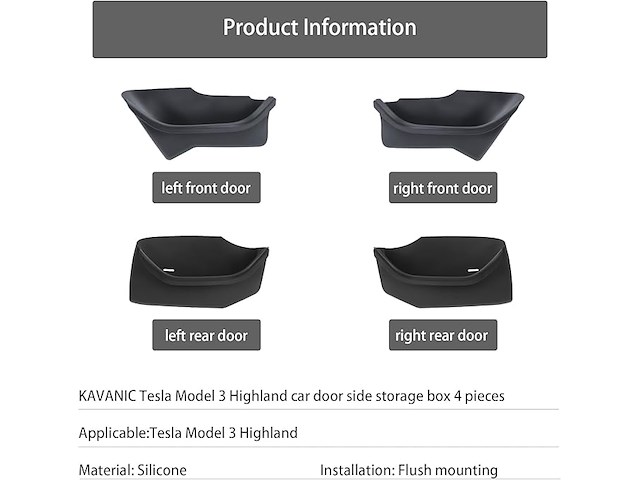Kavanic tesla model 3 zij-opbergdoos - afbeelding 2 van  6